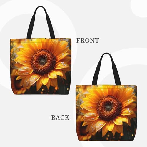 Sunflower beauty print Tote Bag for Women Reusable Shopping Bag Large Beach Bag Travel Vacation Work3