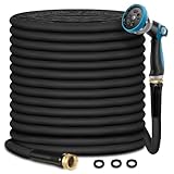 Relxitl Garden Hose 100ft, Flexible Water Hose with 10 Function Hose Nozzle, Lightweight, Tangle Free, Rust Proof for Yard, Watering(Black)