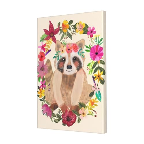 Toile murale moderne raton laveur pour personnaliser un bureau terne