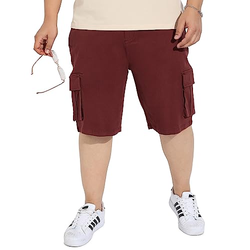 Image of Instafab Plus Men's Cargo Shorts for Casual Wear | 6 Pockets | Plus Size Fit | Button Closure | Cotton Poly Cargo Shorts Crafted with Comfort Fit for Everyday Wear