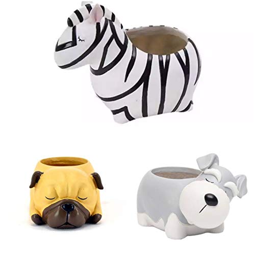 Image of Resin Pots Planter Combo Set of 6 Animals Shape Resin Succulent Pot Succulent Planter Flower Pots Indoor Container for Garden and Office Table (Set of 3 Animals)