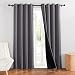 RYB HOME 100% Blackout Lined Curtains 84 inch Length, Living Room Thermal Insulated Energy Smart 2 Layers Full Room Darkening Window Curtains Set for Living Room Dinning, 52 x 84 inches, Grey, 1 Pair