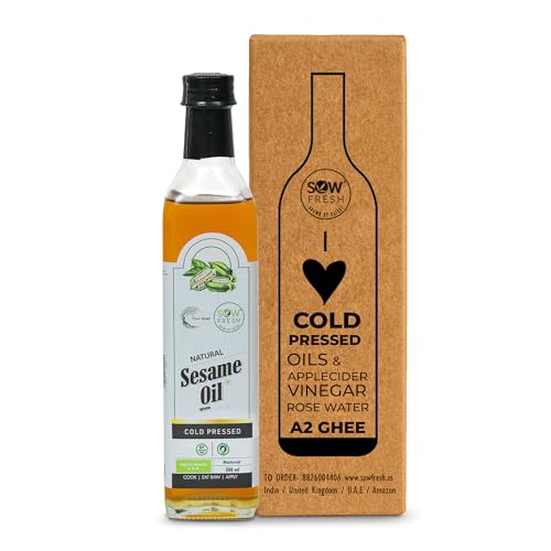 Image of Natural Cold Pressed Sesame Oil 500ml, White, High in Vitamin E, D & K