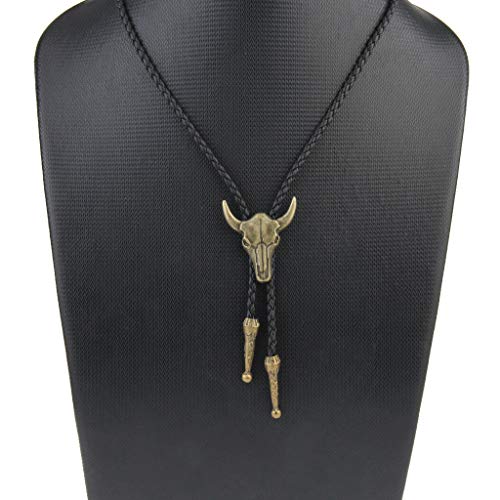 Image of GelConnie Native American Bolo Tie Rodeo Cowboy Leather Necktie Western Necklace Costume Accessories for Men,Women