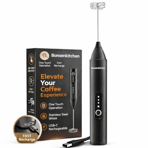 Image of Rechargeable Milk Frother Handheld, USB-C Electric Coffee Frother with Stainless Steel Whisk, 3 Speed Froth Maker for Coffee, Latte, Cappuccino, Matcha,Hot Chocolate (asorted)