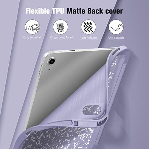 Fintie Slimshell Case For Ipad 10Th Generation 10.9 Inch Tablet (2022 Release) - Flexible Soft Tpu Stand Back Cover With Pencil Holder, Auto Sleep/Wake, Composition Lilac #TOP4