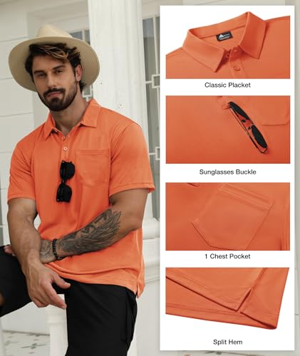 Image of SCODI 5 Pack Mens Pocket Polo Shirts Short Sleeve Golf Casual Work T-Shirt