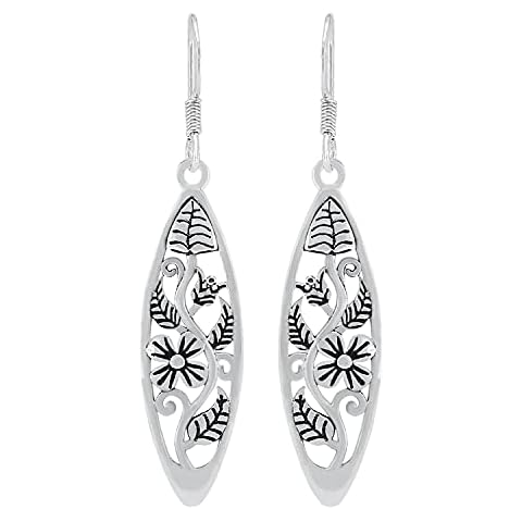 TISHAVI Filigree Earrings Sterling Silver, Silver Dangle Earrings for Women, Silver Earrings for Women, 925 Sterling Silver Earrings Cover