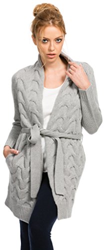 Citizen Cashmere Cable Knit Cardigan Sweaters for Women - Long Cardigan (M, Grey) 41 156WC-05-02