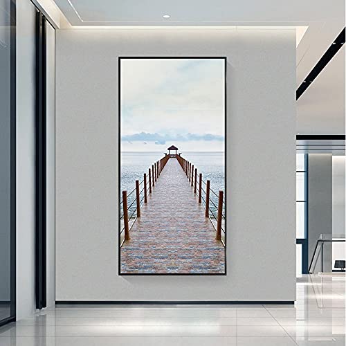 Peinture diamant 5D grand format motif pont maritime pour masquer un mur vide