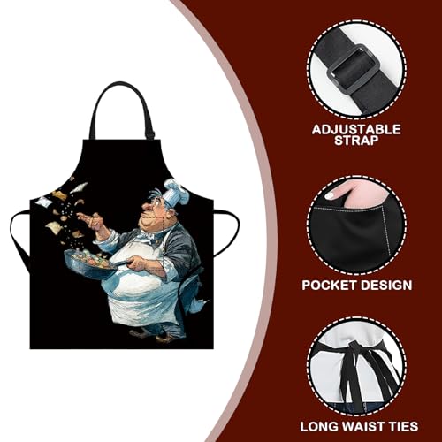 Image of Nuxovilar Cute Cooking Kitchen Apron, 26.77 * 30.7 Inches, Essential for Kitchen Cooking, Baking, Festive Gatherings