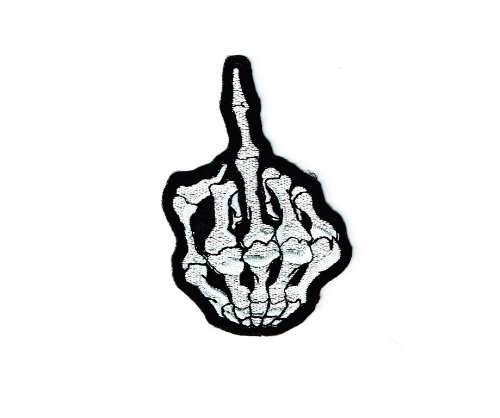Skull Middle Finger Skeleton Bone Ghost Hog Outlaw Hot Rod Motorcycles Rider Lady Biker Jacket T shirt Patch Sew Iron on Embroidered Badge Sign Costum