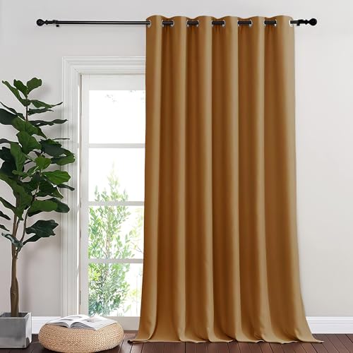 NICETOWN Room Divider Curtain 132 Inches Long, Wide Blackout Sliding Door Curtain for Bedroom, Room Darkening Privacy Window Covering for Patio Door (1 Panel Set, Gold Brown, 80 x 132 Inch)