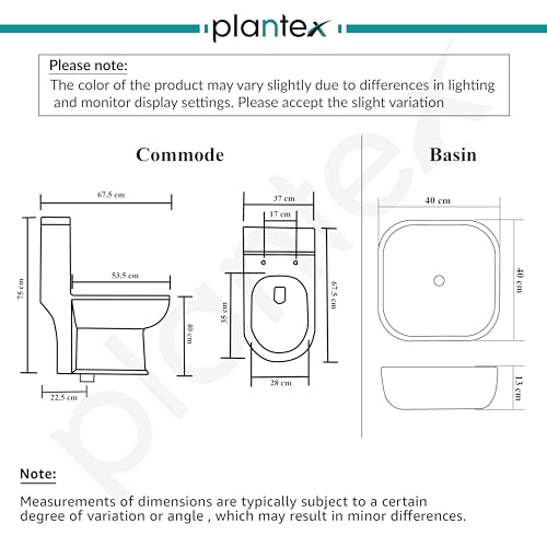 Image of Plantex Ceramic One-Piece Commode with Counter-Top Basin for Bathroom /Rimless Western Toilet /Bathroom Wash Basin - S Trap Commode - Ocean