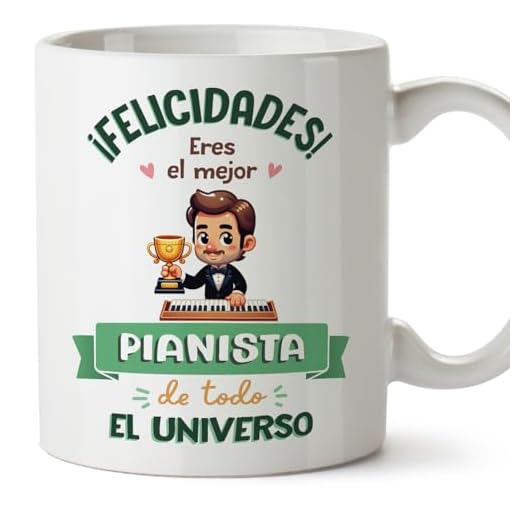 MUGFFINS Tazas para PIANISTA hombre - En Español - Mejor Universo Trofeo - 11 oz / 330 ml - Regalo original y divertido