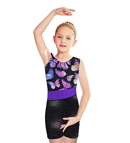 Justaucorps Gymnastique Fille Kidsparadisy - Manches Longues Rayures Arc-en-ciel - Tutu Intégré - Tissu Extensible - Tailles 2 à 15 Ans
