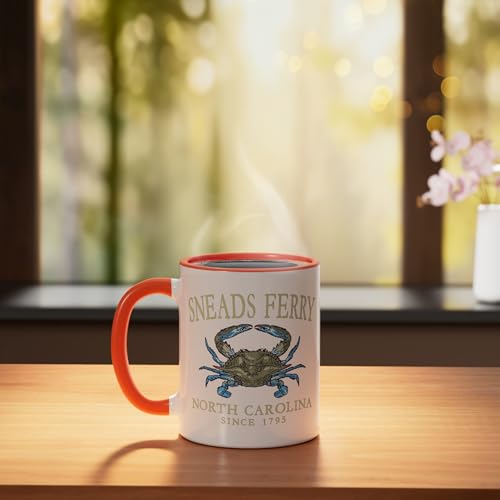 Taza de cerámica naranja y blanco 11 onzas miniatura 3