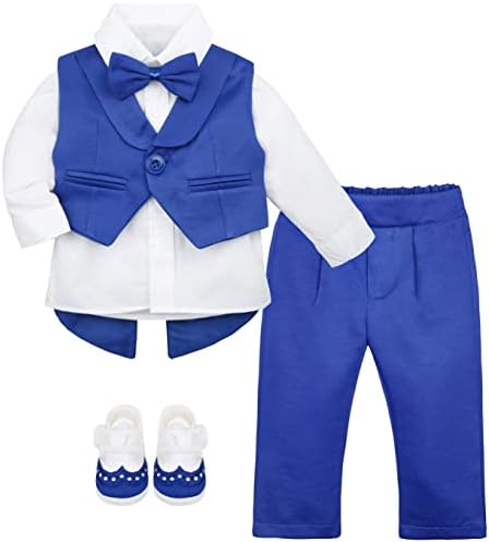 Lilax Baby Boy Gentleman Vest Suit Tuxedo Outfit Infant 4 Piece Set