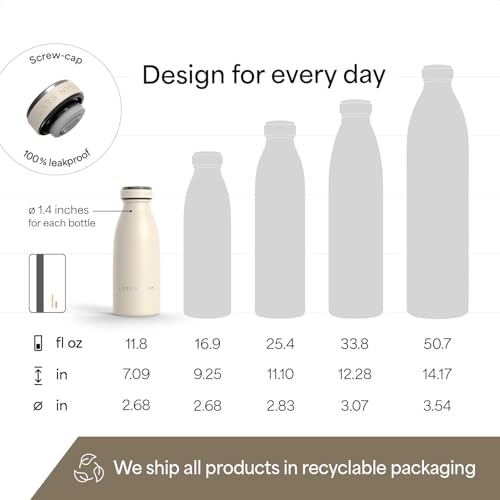 Image of LARS NYSOM Stainless Steel Insulated Water Bottle 12oz 17oz 25oz 34oz 51oz | Insulated Thermo Flask for Hot and Cold Beverages | Leakproof Drinking Bottle (Cream Beige, 11.9oz)
