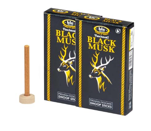 National Box Pack of 2 (27 Sticks Per Box) Panchavati Black Musk Premium Designer Dhoop Incense Sticks for Extra Freshness, Home Temple Worship, Peace, Purification, Atmosphere Positive Energy