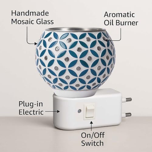 Image of Glass Kapoor Dani Electrical Camphor for Home /Camphor Diffuser Burner /Kapurdani Night Lamp /Multi Functional Essential Oil for Puja Essentials /Kapur Dani with On /Off Switch for Heating