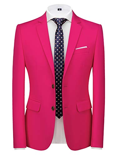 Mens Suit Jacket Slim Fit Sport Coats Blazer for Daily Business Wedding Party US Size 40 (Label Asian Size 4XL) Hotpink