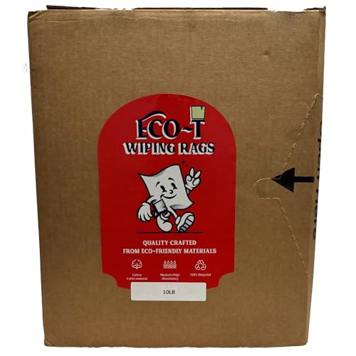 10 lb Box Eco-T Paint Rags - White T-Shirt Material, 100% Recycled, Eco-Friendly, High Absorbency, Low Lint, Low-Cost, Painting and Cleaning Cloth