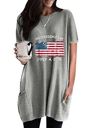 EFOFEI American Flag Shirt for Women Juniors USA Flag Day Tops 4th of July Party Patriotic Shirt Baggy Blouse Tee Tops Grey Letter 3XL EFOFEI American Flag Shirt for Women Juniors USA Flag Day Tops 4th of July Party Patriotic Shirt Baggy Blouse Tee Tops Grey Letter 3XL