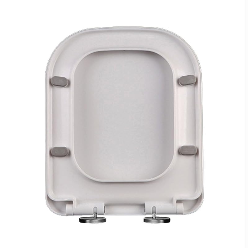 Xiao Ren Square Toilet Seat Soft Close, 36 * 44cm White Lid Quick Release Button for Easy Cleaning and Top Fixing Adjustable Hinges, PP Durable Loo