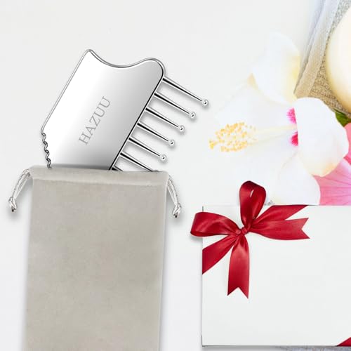 HAZUU Portable Stainless Steel Scalp Massager - Guasha Scraping Tool for Head, Neck, Shoulders, Legs & Arms - Ideal for Soothing Relief (Comb Shape) - Image 5