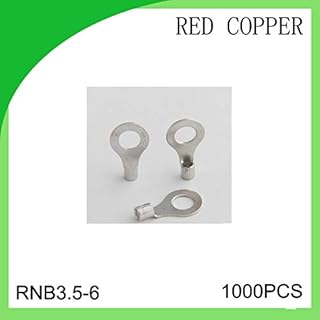 Davitu red copper 1000 PCS RNB3.5-6 cold-pressure terminal connector cable lug high quailty - (Color: Red)
