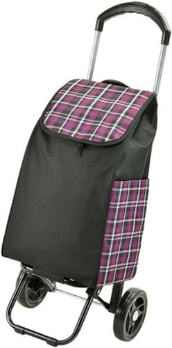 パープルチェック ショッピングカート 買い物カート レディース 妊婦 妊娠 高齢者 おばあちゃん かわいい 軽い 軽量 タイヤ 大きい カート シルバーカート キャリーカート 2輪 おしゃれ 階段 旅行 1131075-F-c84