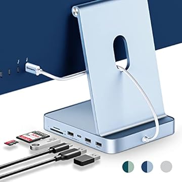 USB C Hub para iMac 24" 2021, Minisopuru USB Hub Adaptador Suporte M.2 NVMe SSD 7 em 1 Docking station iMac Acessórios com USB C 10Gbps, USB A 3.2, leitor de cartão SD/TF, SSD M.2 (não incluído), azul.