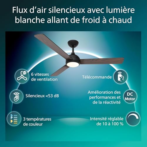 Ventilateur de plafond avec LED télécommande PHILIPS Civx 3 pales 2500 lumens - 3