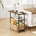 SLEEPING LAMB Side Table for Living Room, 3-Tier End Table for Small Space with Wide Storage Tabletop, Rustic Brown Narrow Nightstand for Bedroom, Sofa Couch