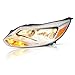 HECASA Left Headlight Assembly Compatible with 2012-2014 Ford Focus 4-Door Replacement for FO2502298 K301153LAS1 Driver Side Halogen Headlamp w/bulbs Clear Lens+Chrome Housing