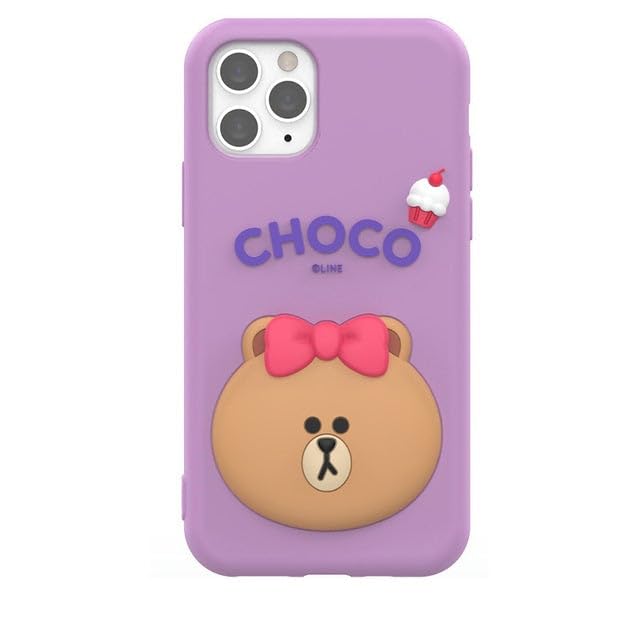 Image of COVERLY for iPhone 14 Plus 3D Line Friends Choco Cartoon Case,Premium Silicone Case Purple Candy with Phone Holder Cool Full Protective Cute Kawaii Aesthetic Cover for Apple iPhone 14 Plus