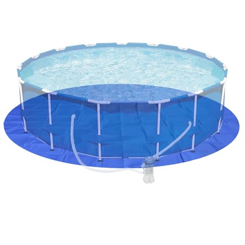 Bâche de piscine ronde imperméable et tapis de sol robuste pliable bleu - 8