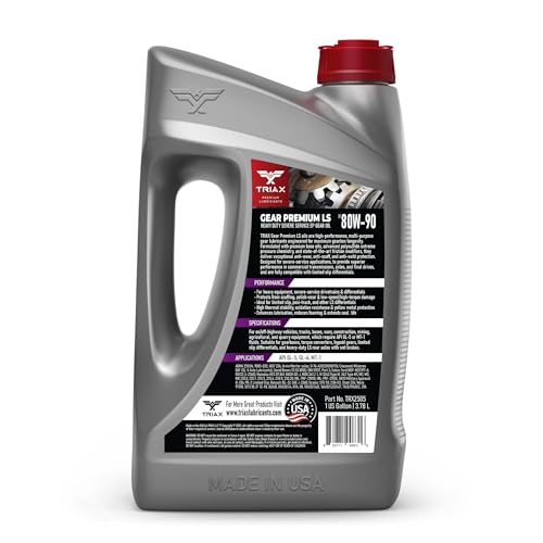 Triax Gear Premium LS 80W-90, GL-5 Limited Slip Ready, Manual Transmissions, Hypoid Gear Systems, Differentials, NATO Military Approved, Widest OEM Specification Range (1 Gallon)