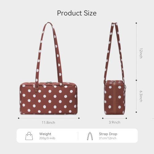 Nylon Polka Dot Shoulder Bag,Small Bowling Tote Bags Trendy Handbag Cute Polka Dot Everyday Purse for Women,Daily Use (Brown) by Generic - Used condition - Image 5