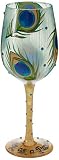 Designs by Lolita “Pretty as a Peacock” Hand-painted Artisan Wine Glass, 15 oz.