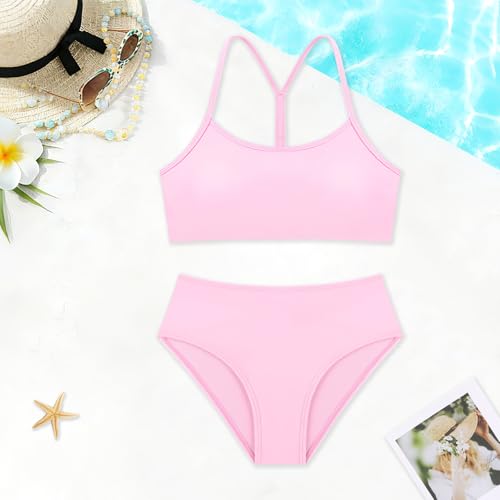 Image of Weixinbuy Girls Swimsuits Bikini Set Kids Bathing Suit Bikini Top Bottom 2Pcs Teen Girls' Swimwear Set