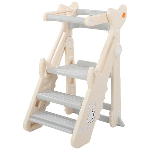Marchepied pliable réglable enfant avec rail sécurité tabouret antidérapant évier cuisine