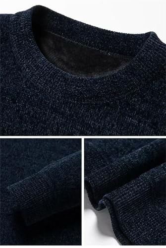 Men's Thickened Knitted Sweaters Solid Fleece Crew Neck Warm Knitted Top Oversize Knitted Pullover Jumper3