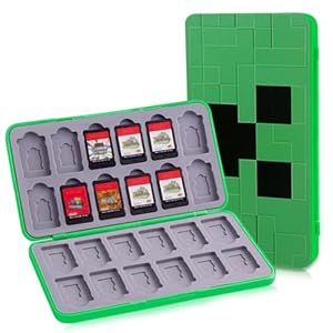 Game Card Case for Nintendo Switch/Switch 2/OLED/Lite, Portable Switch Game Case Magnetic Closure Switch Game Holder with 24 Slots for Games Cards & SD Cards Durable Cartridge Cases Hard Shell, Green