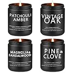 slashome Scented Candles for Men - 4 Pack Scented Candles Gifts for Men, Dad, Boyfriend - 50 Hours Long Burning Soy Candles for Home Scented (Pine/Sandalwood/Patchouli/Oak)