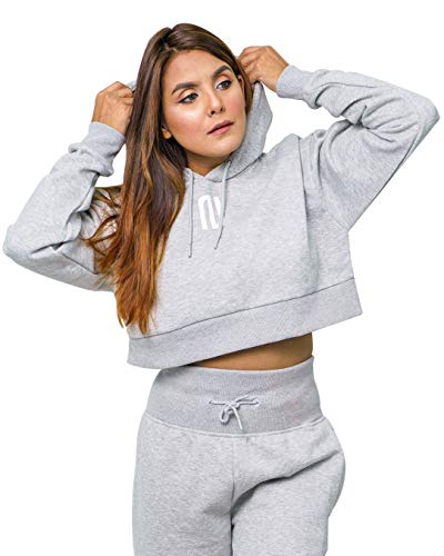 Image of NOROZE Women's Tracksuit Crop Top Jogger Pants Co Ord Sets Ladies Loungewear Gym Fitness Casual Jog Suit Set (8, Ribbed Crop Top Grey)