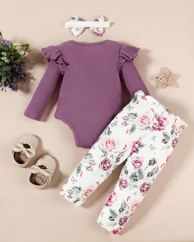 Big Sister Little Sister Matching Outfits Rib Knit Romper/Shirt Floral Pants Toddler Baby Girl Clothes3