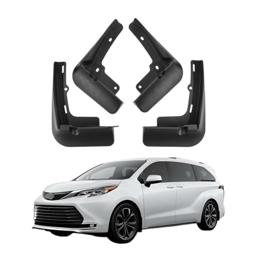 Image of No Drill Mud Flaps Compatible with 2021-2025 Toyota Sienna /Granvia(All Hybrid Models)，OEM Style Textured Black Custom Fit All Weather Toyota Sienna /Granvia Exterior Accessories(Set of 4)