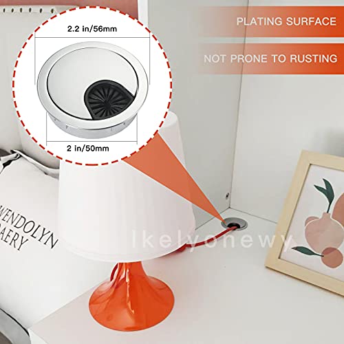 Tapas para agujeros de cables de escritorio metálicas de 2 pulgadas para cubrir alambres para muebles | Tapas redondas para agujero de cables de escritorio 2" para mesa, computadora, encimera 4 piezas lkelyonewy miniatura 2